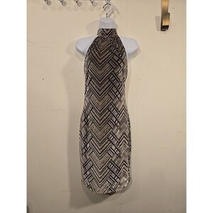 Dress The Population Womens Small Velvet Burnout Halter High Neck Party Dress